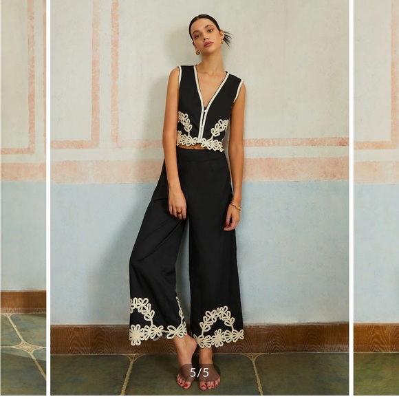 Commense Casual Embroidery Sleeveless Zipper Pants Set - Picture 2 of 10